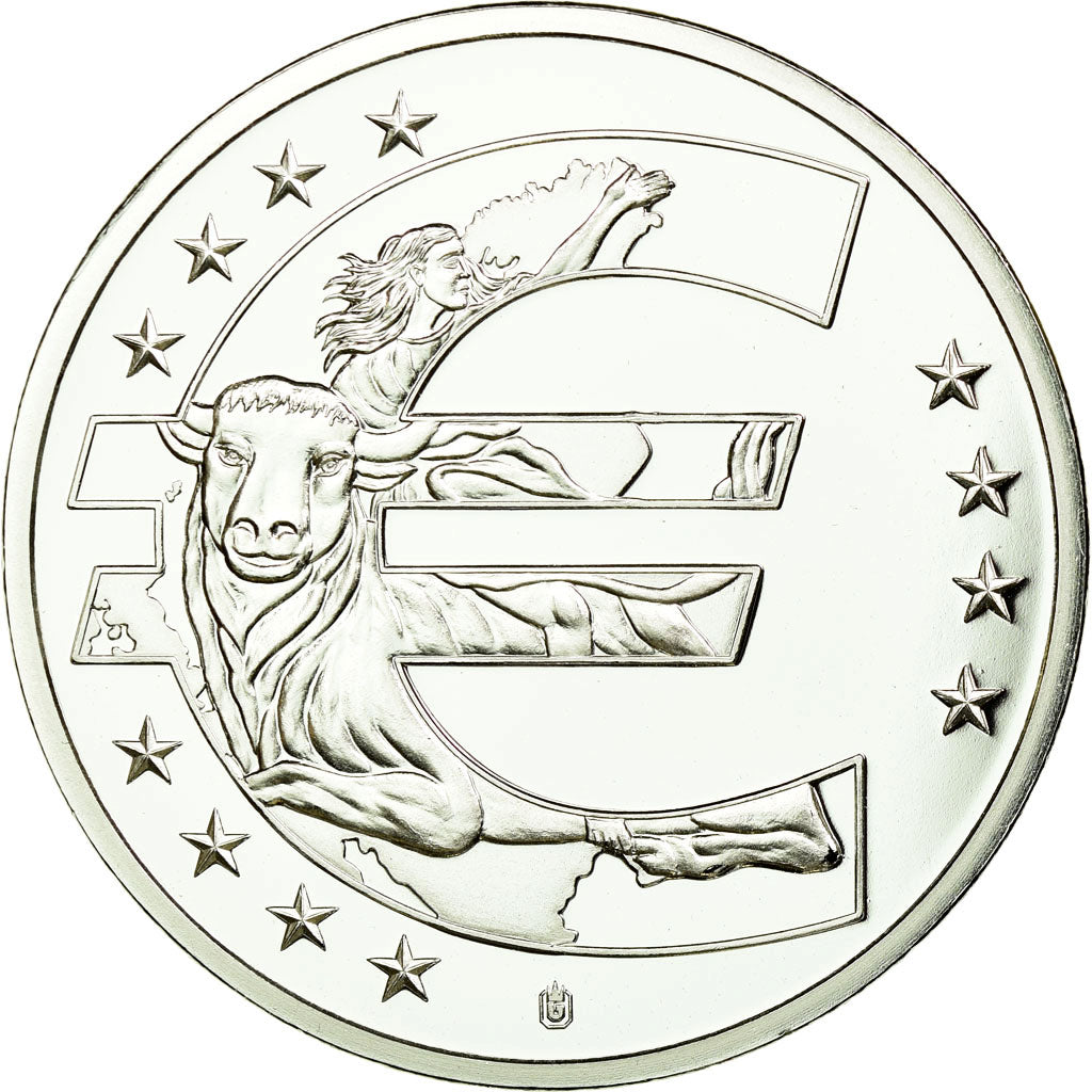 France, Medal, 10 Ans de l'Euro, Luxembourg, MS(65-70), Copper Plated Silver
