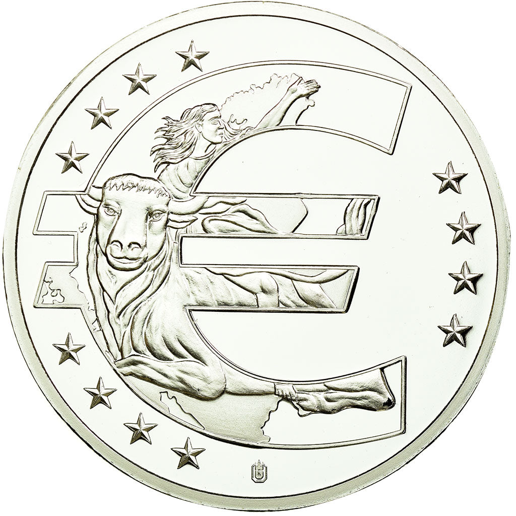 France, Medal, 10 Ans de l'Euro, Italie, MS(65-70), Copper Plated Silver