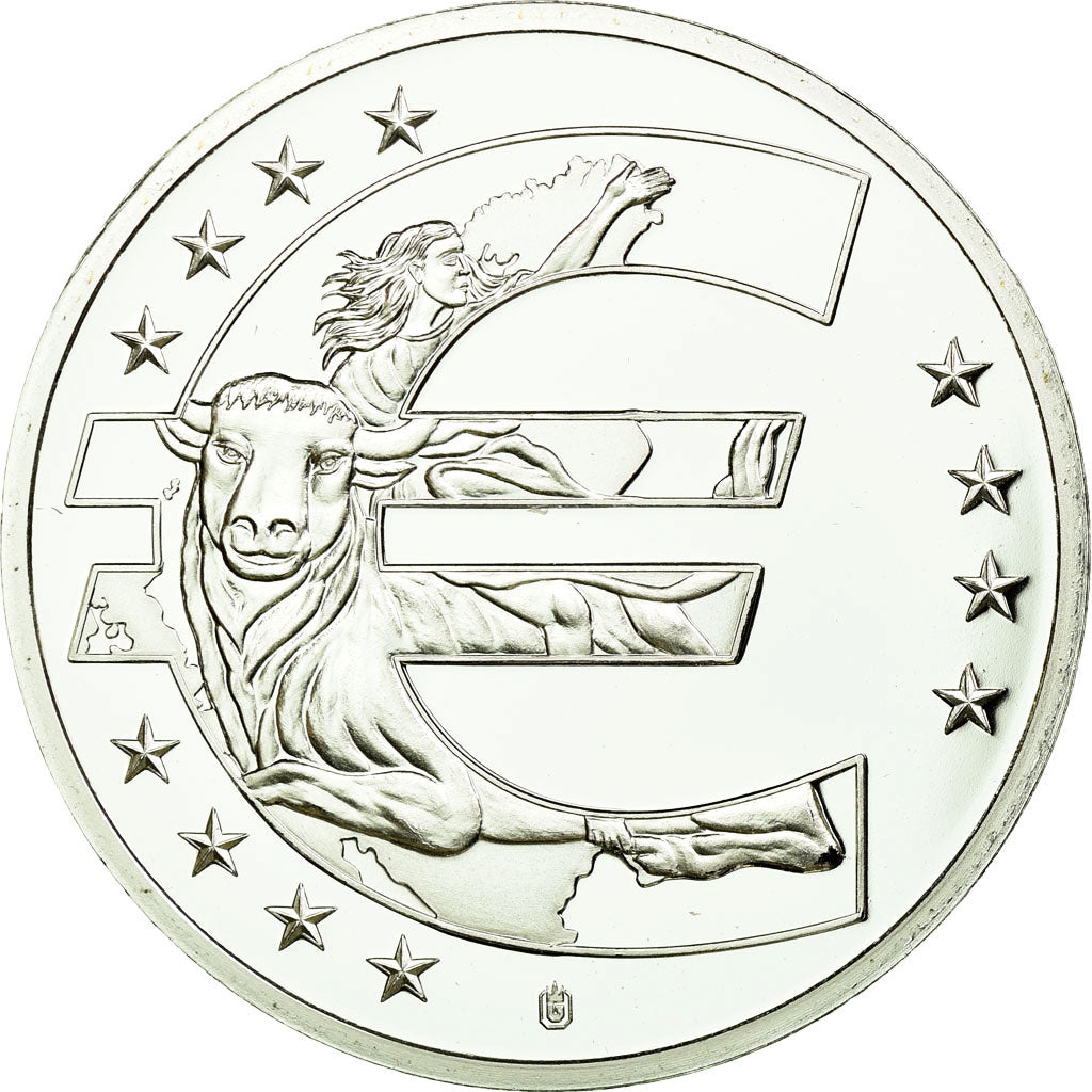 France, Medal, 10 Ans de l'Euro, Chypre, MS(65-70), Copper Plated Silver