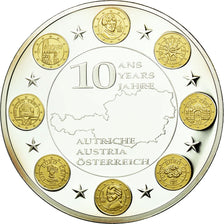 France, Medal, 10 Ans de l'Euro, Autriche, MS(65-70), Copper Plated Silver