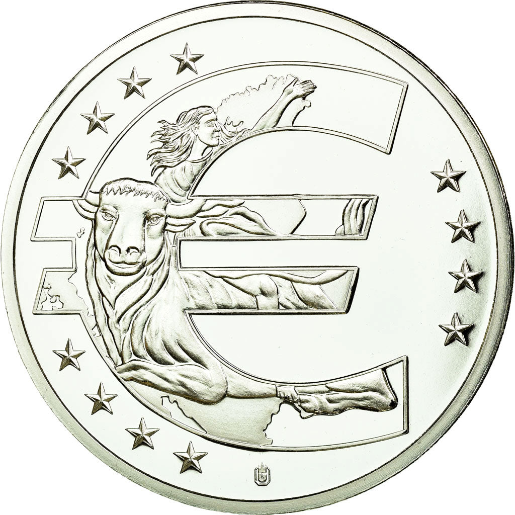 France, Medal, 10 Ans de l'Euro, Autriche, MS(65-70), Copper Plated Silver