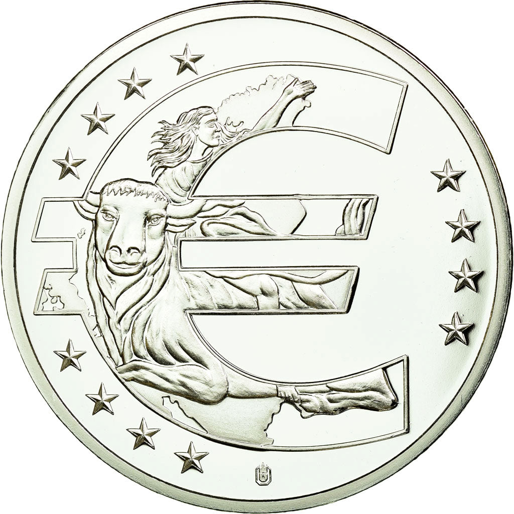 France, Medal, 10 Ans de l'Euro, Allemagne, MS(65-70), Copper Plated Silver