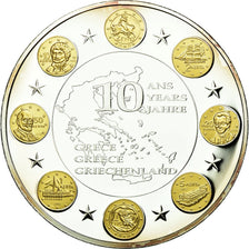 France, Médaille, 10 Ans de l'Euro, Grèce, FDC, Cuivre plaqué Argent