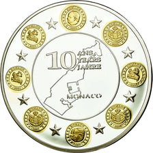 France, Medal, 10 Ans de l'Euro, Monaco, MS(65-70), Copper Plated Silver