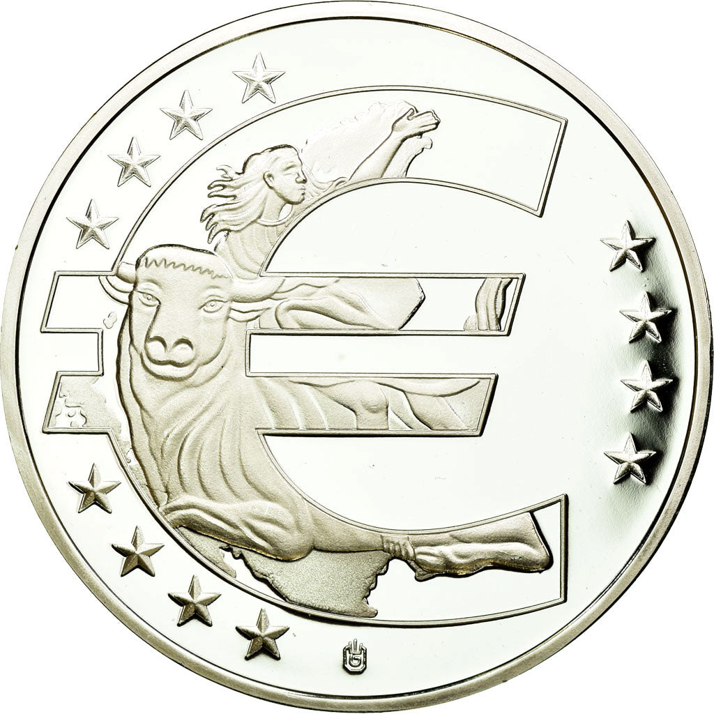 France, Medal, 10 Ans de l'Euro, Monaco, MS(65-70), Copper Plated Silver