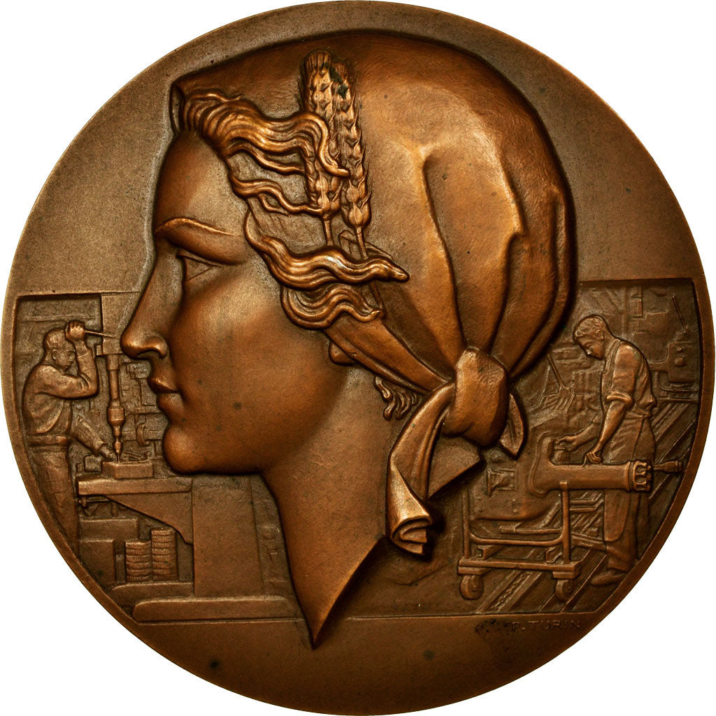 France, Medal, Art Déco, Industrie des Tracteurs et Machines Agricoles, 1957