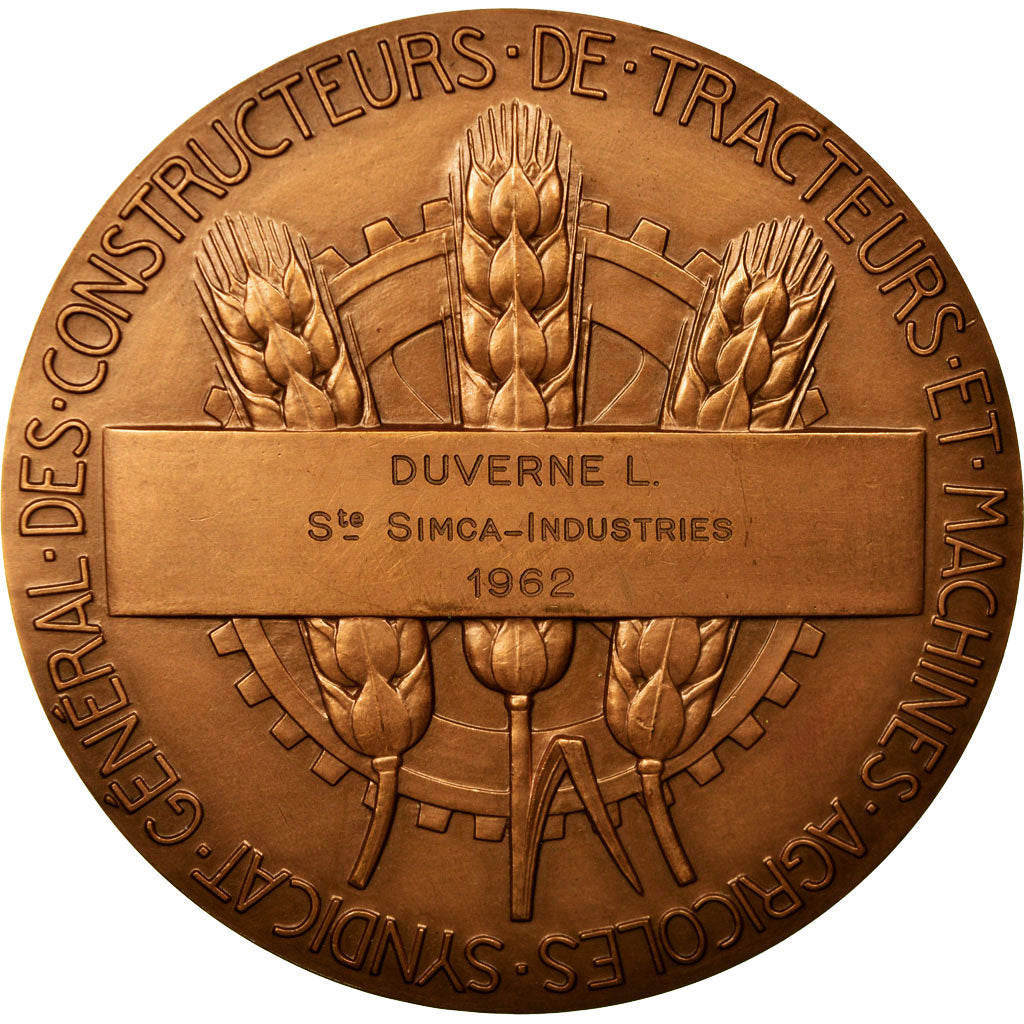 France, Medal, Art Déco, Industrie des Tracteurs et Machines Agricoles, 1962