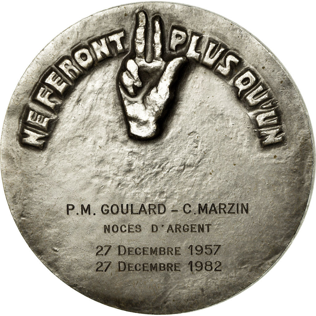 France, Medal, Mariage, Noces d'Argent, 1979, MS(63), Silvered bronze