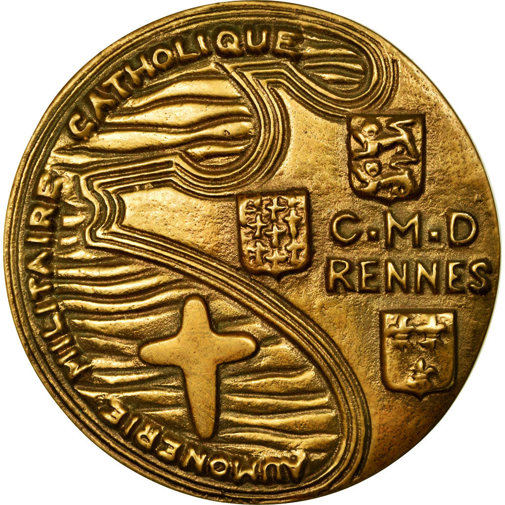 Frankreich, Medaille, Aumonerie Militaire Catholique, C.M.D Rennes, VZ, Bronze
