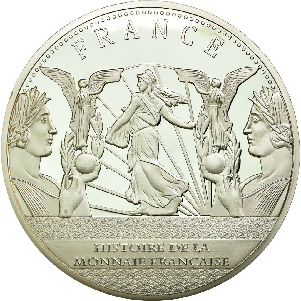 MÉDAILLE FRANÇAISE MÉTAL Argenté - Histoire de la Monnaie Française (Louis XIV) EUR 25,20 - FR