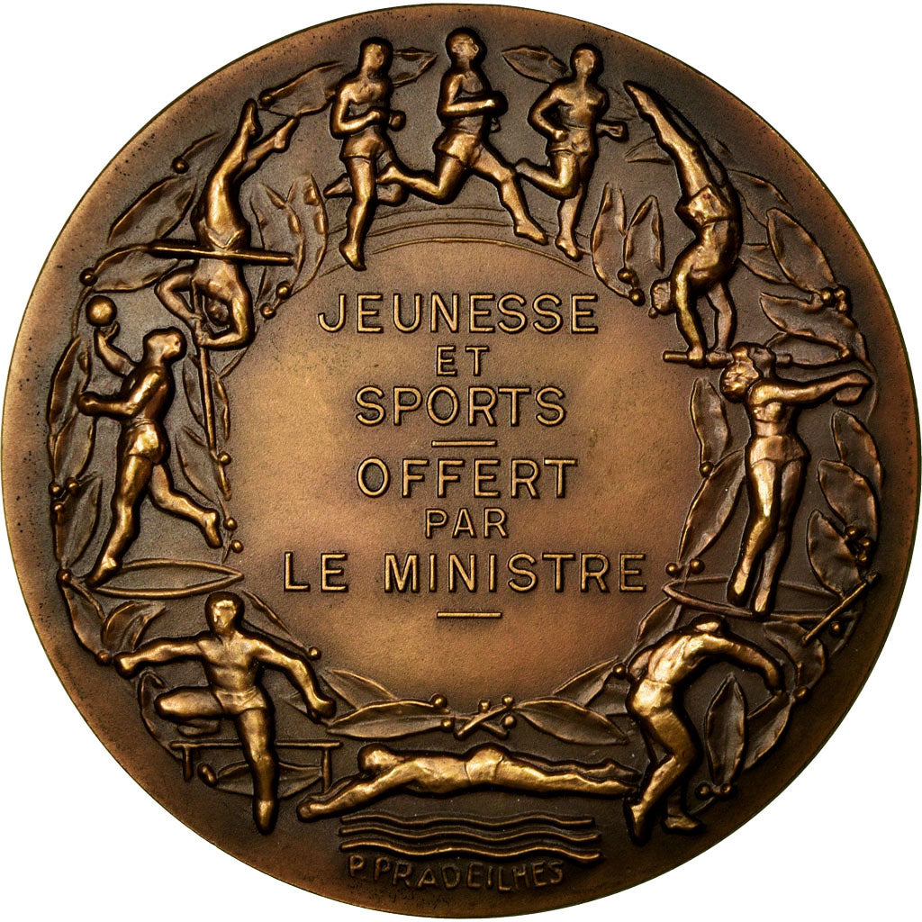 Frankreich, Medaille, Art Déco, Jeunesse et Sports, Offert par le Ministre