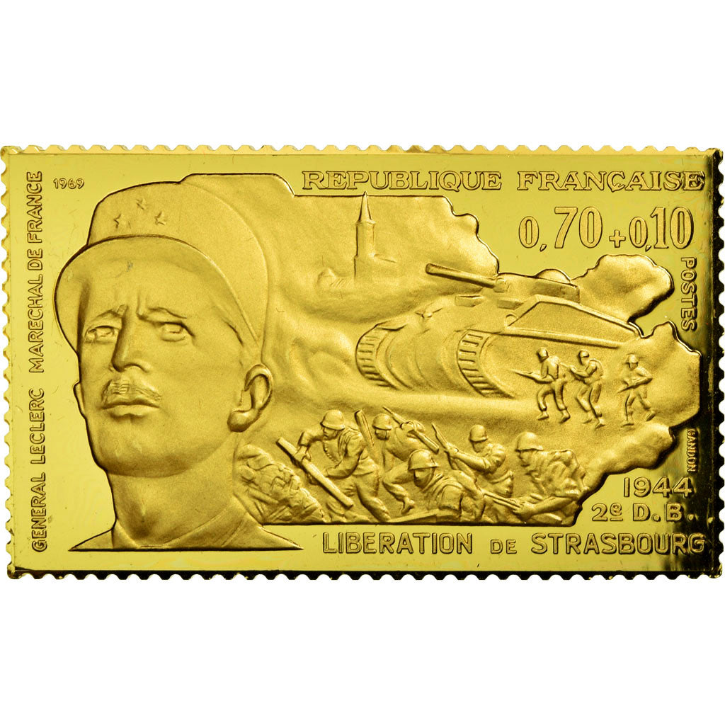 Francja, Medal, Timbre, Libération de Strasbourg, 2ème D.B, MS(64), Vermeil