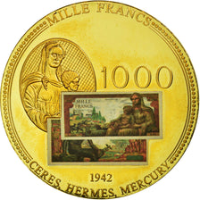 Francia, medaglia, Les Anciens Francs, 1000 Francs Cérès, FDC, Rame dorato