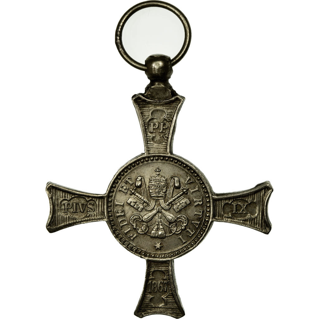 Vatican, Pie IX, Croix de Mentana, Medal, 1867, Excellent Quality, Maillechort