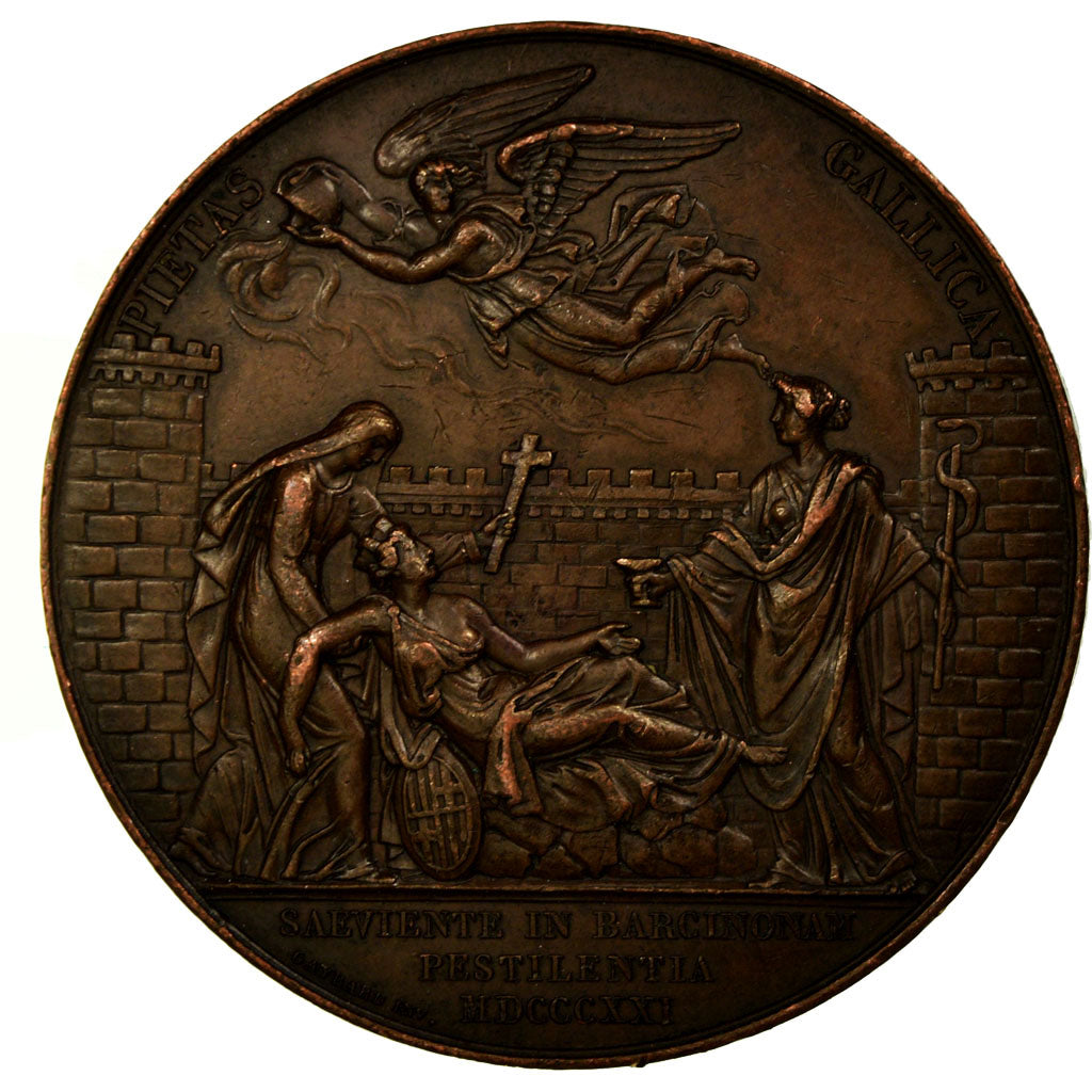 France, Medal, Louis XVIII, Epidémie de Fièvre Jaune, 1821, Gayrard