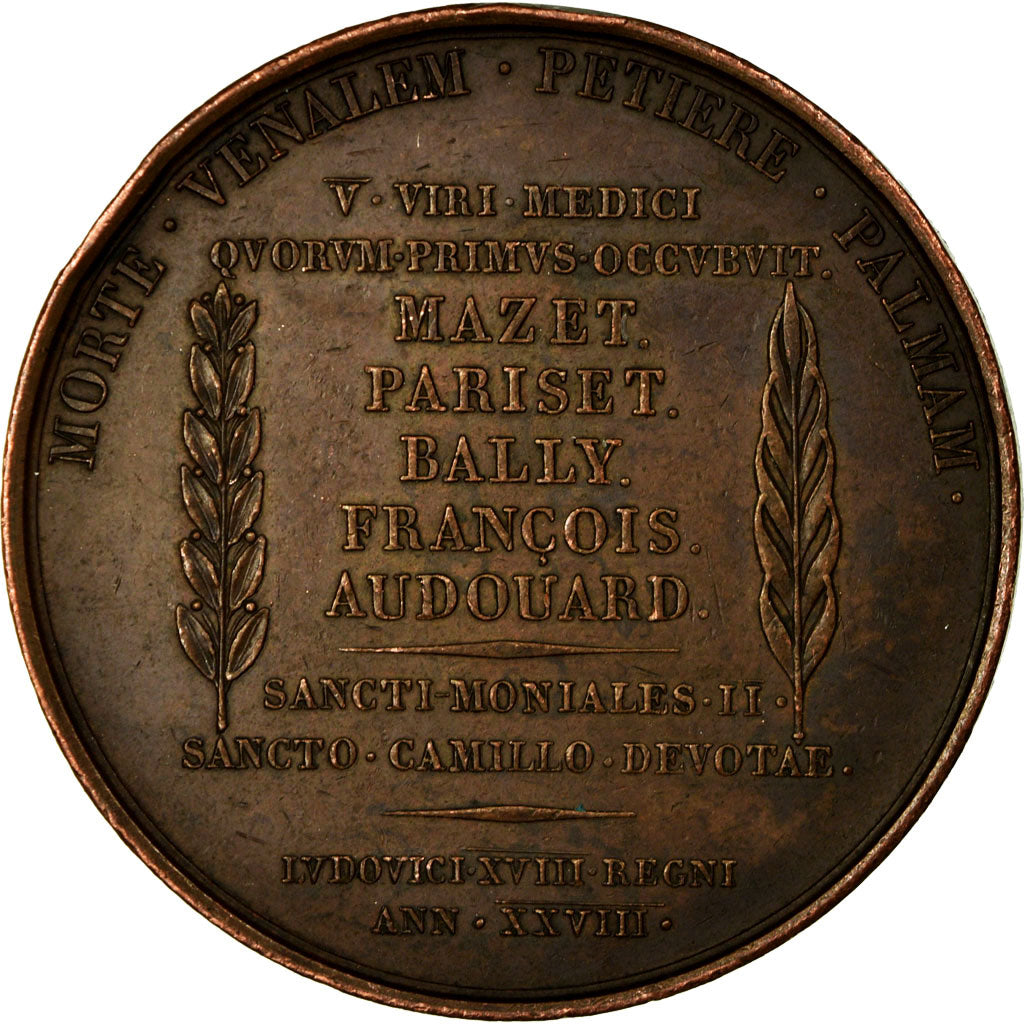 France, Medal, Louis XVIII, Epidémie de Fièvre Jaune, 1821, Gayrard