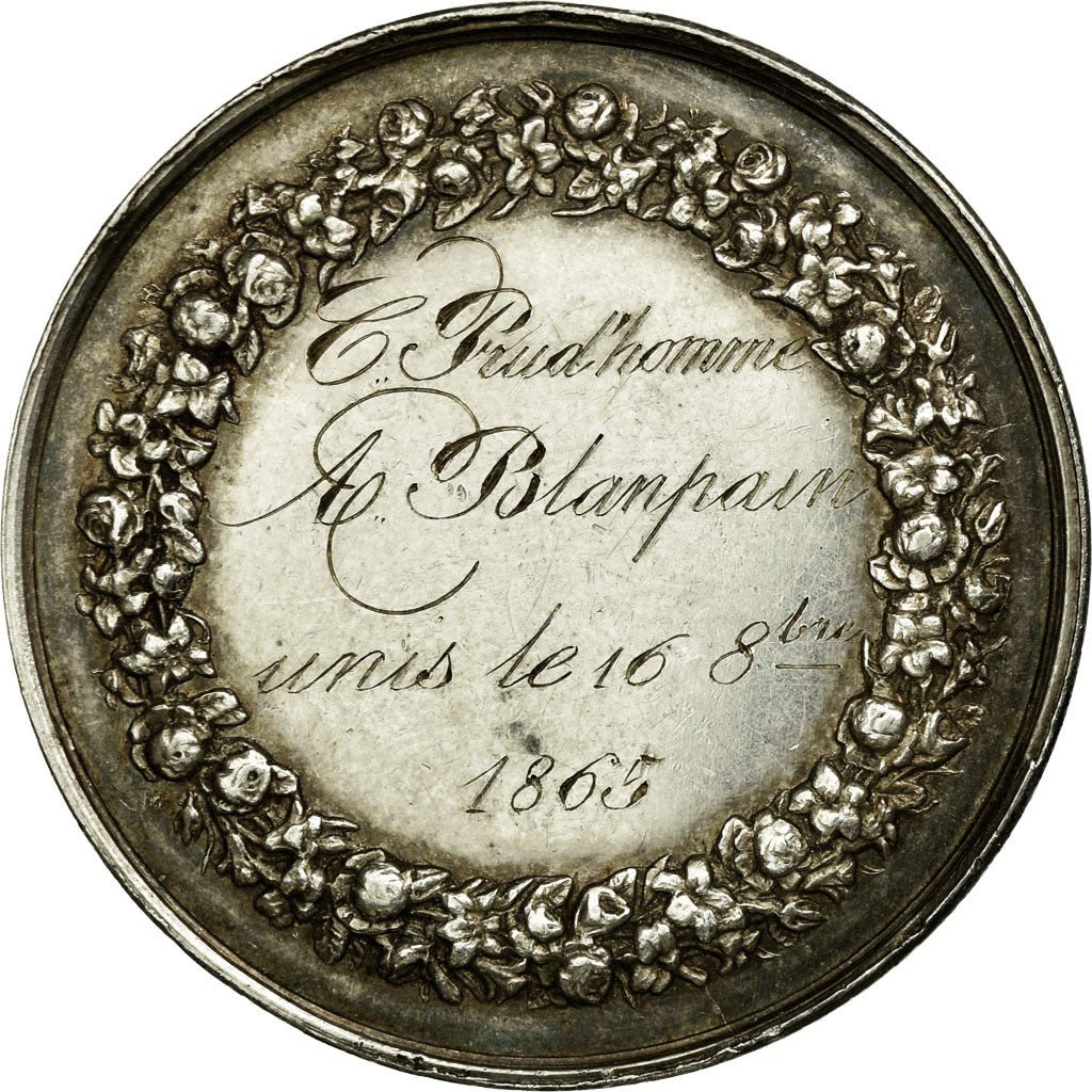 France, Médaille, Mariage, Religion, 1865, Gayrard, SUP+, Argent