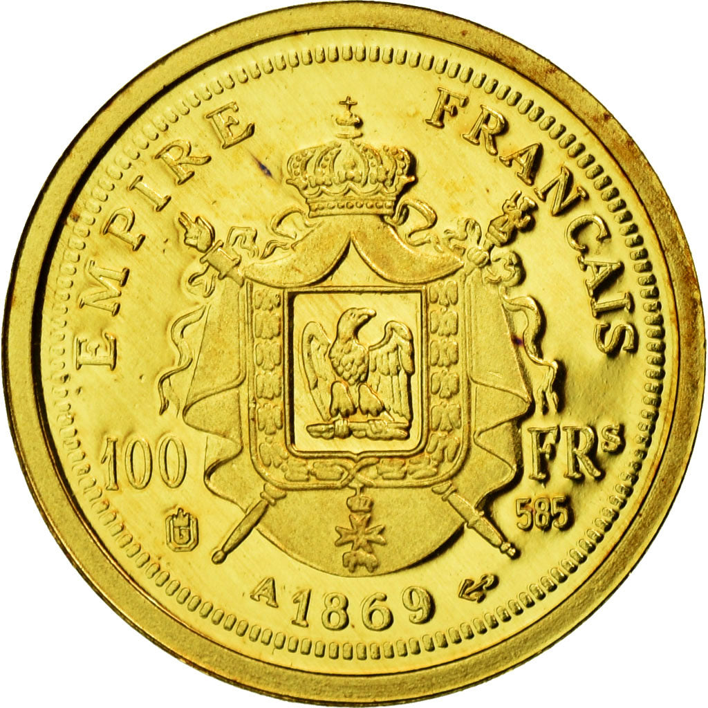 France, Medal, Réplique 100 Francs Napoléon III 1869, 2009, MS(65-70), Gold