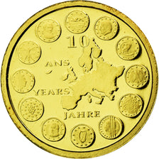 France, Medal, 10 ans de l'Euro, 2009, MS(65-70), Gold