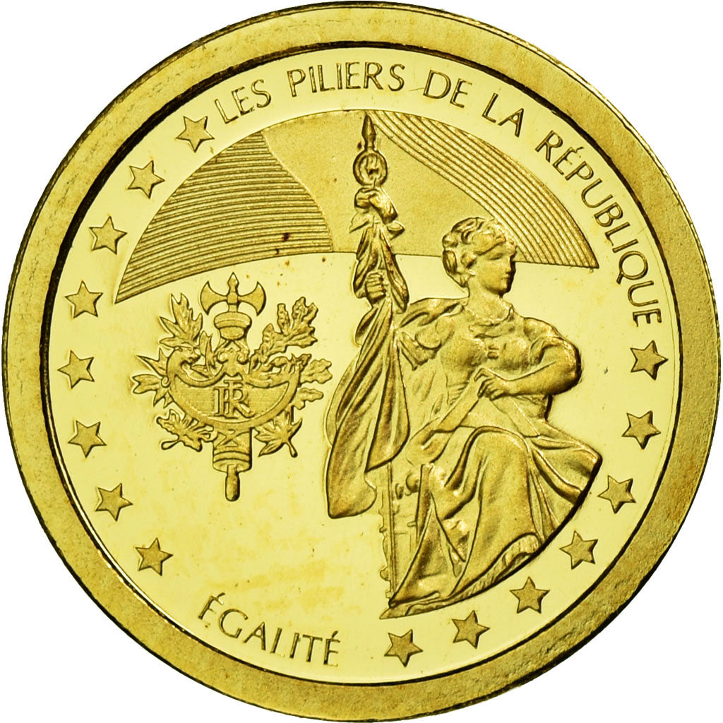 France, Medal, Les Piliers de la République, Egalité, 2012, MS(65-70), Gold