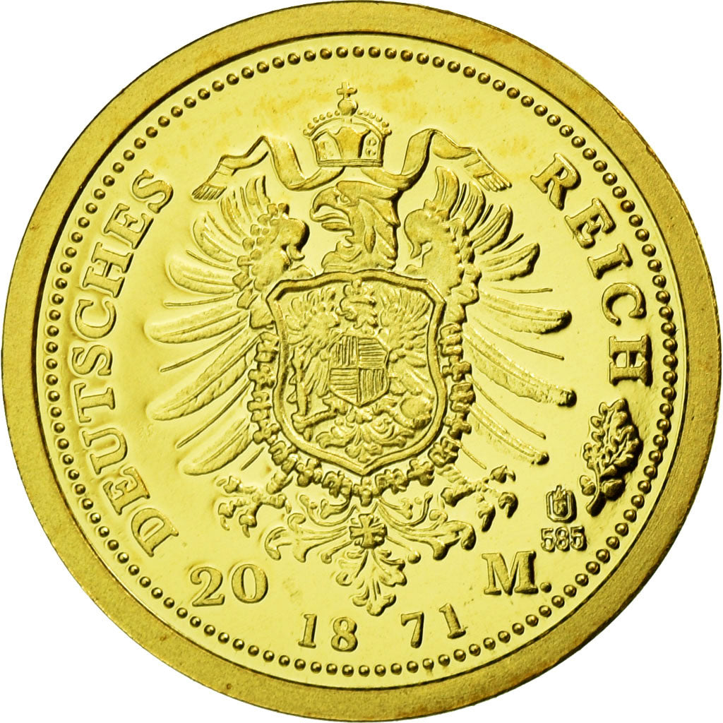 Frankreich, Medaille, Réplique 20 Mark Wilhelm Ier 1871, 2009, STGL, Gold