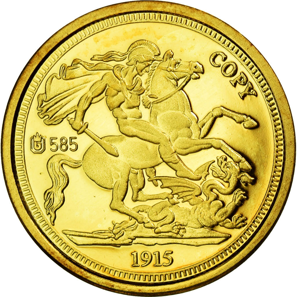 França, Medal, Réplique Souverain Georges V, 2009, MS(65-70), Dourado