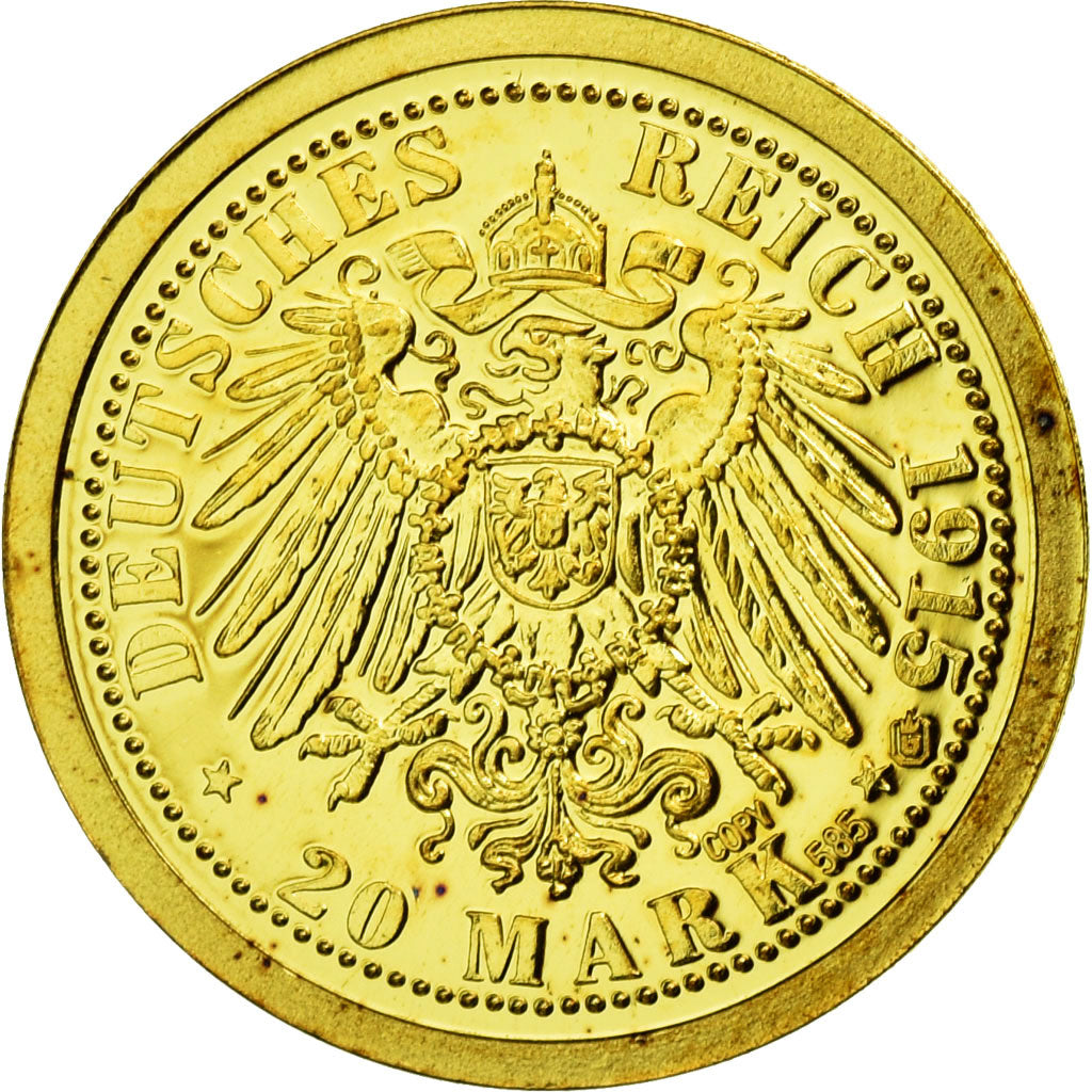 Frankreich, Medaille, Réplique 20 Mark Wilhelm II, 2009, STGL, Gold