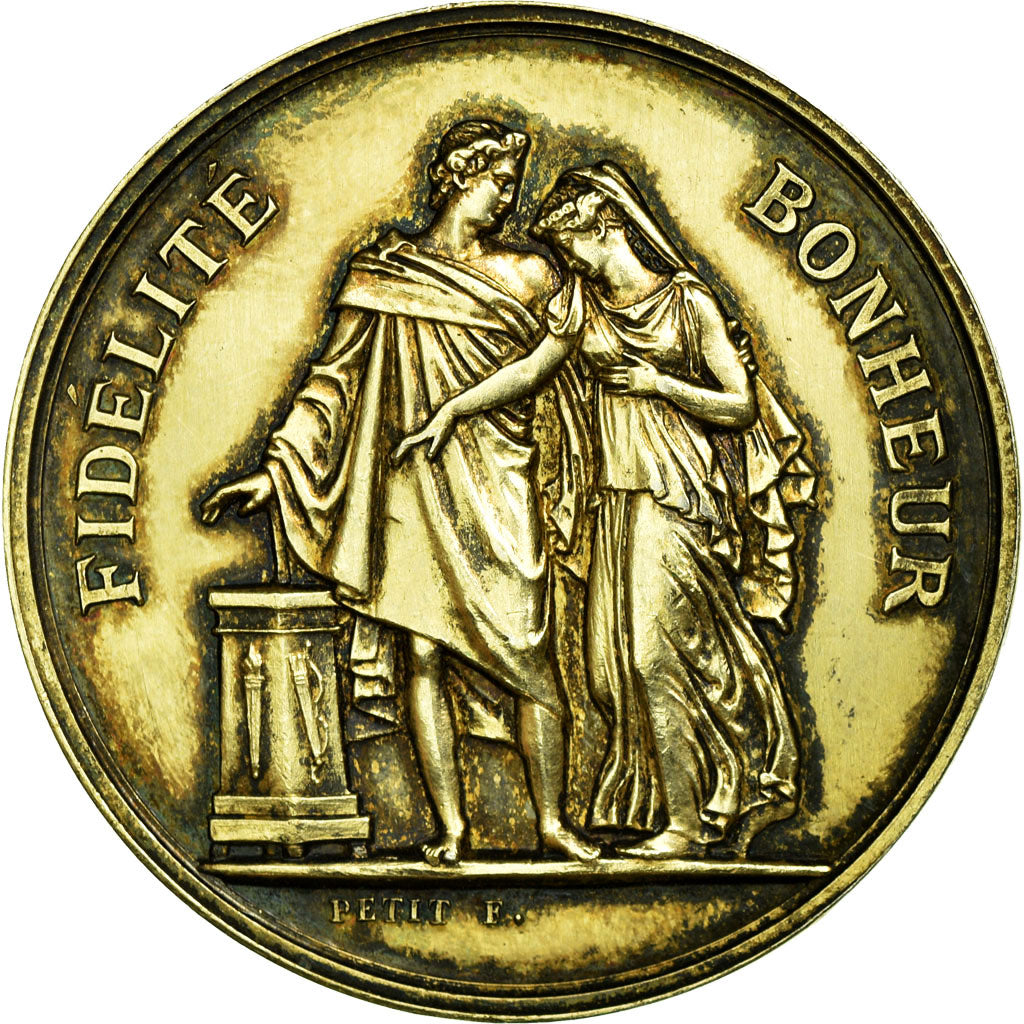 França, Medal, Mariage, Religion, Fidélité Bonheur, 1883, Petit, MS(60-62)