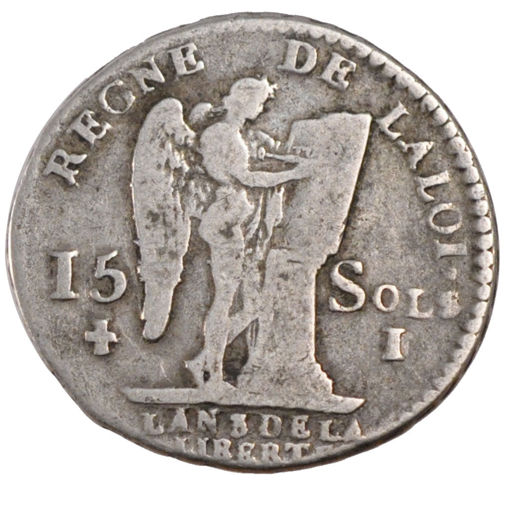 FRANCE, 15 sols françois, 15 Sols, 1791, Limoges, VF(20-25), Silver, Gadoury #36