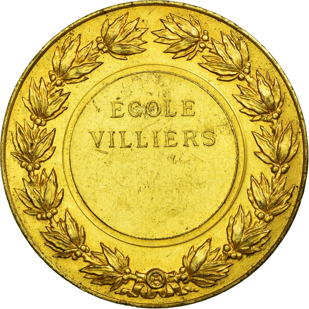 France, Medal, Education, Ecole Villiers, AU(55-58), Gilt Bronze