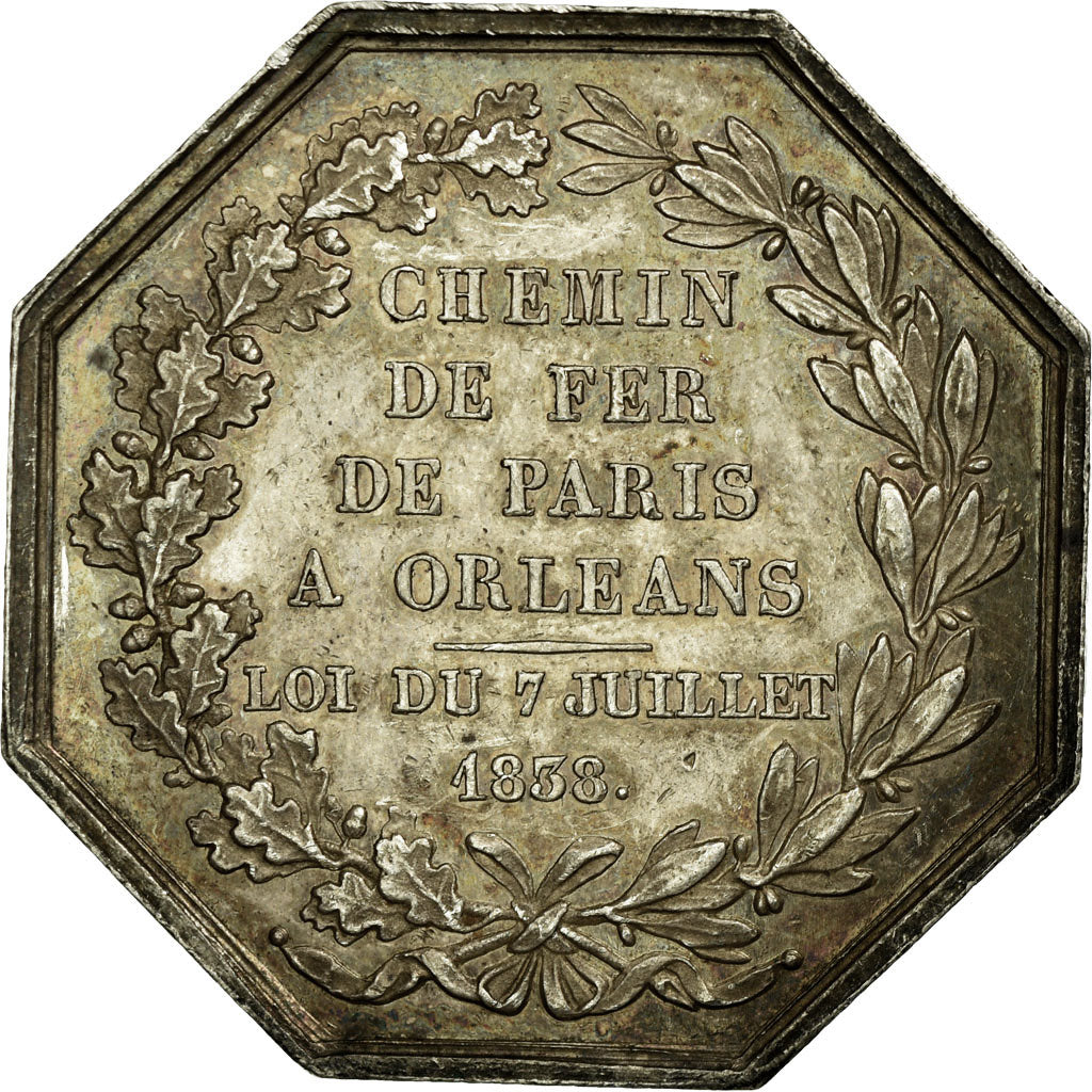 France, Jeton, Chemin de fer de Paris à Orléans, 1838, Bovy, SUP, Argent