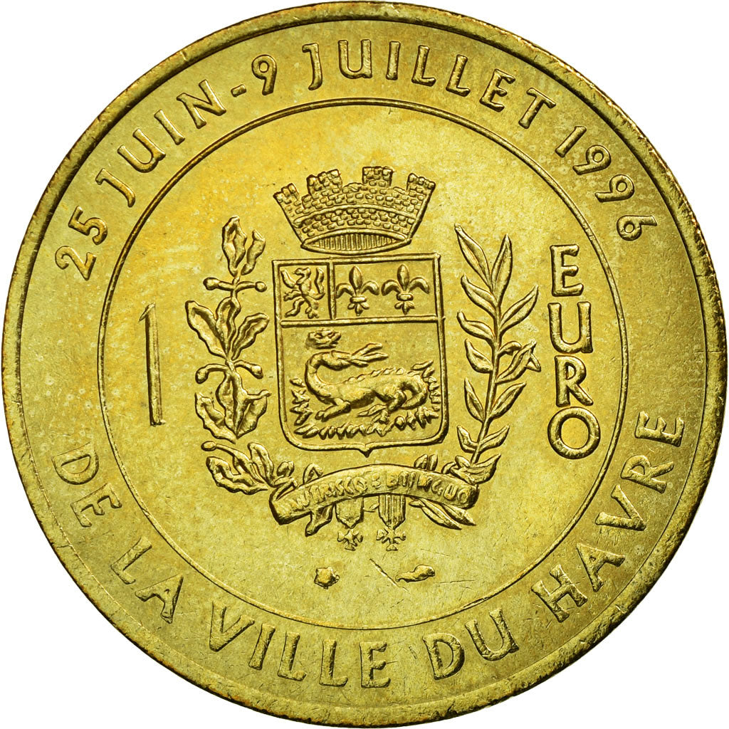 França, Medal, 1 Euro de la Ville du Havre, Pont de Normandie, 1996, MS(63)