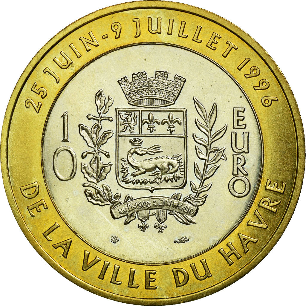 France, Médaille, 10 Euro, Ville du Havre, Pont de Normandie, 1996, FDC