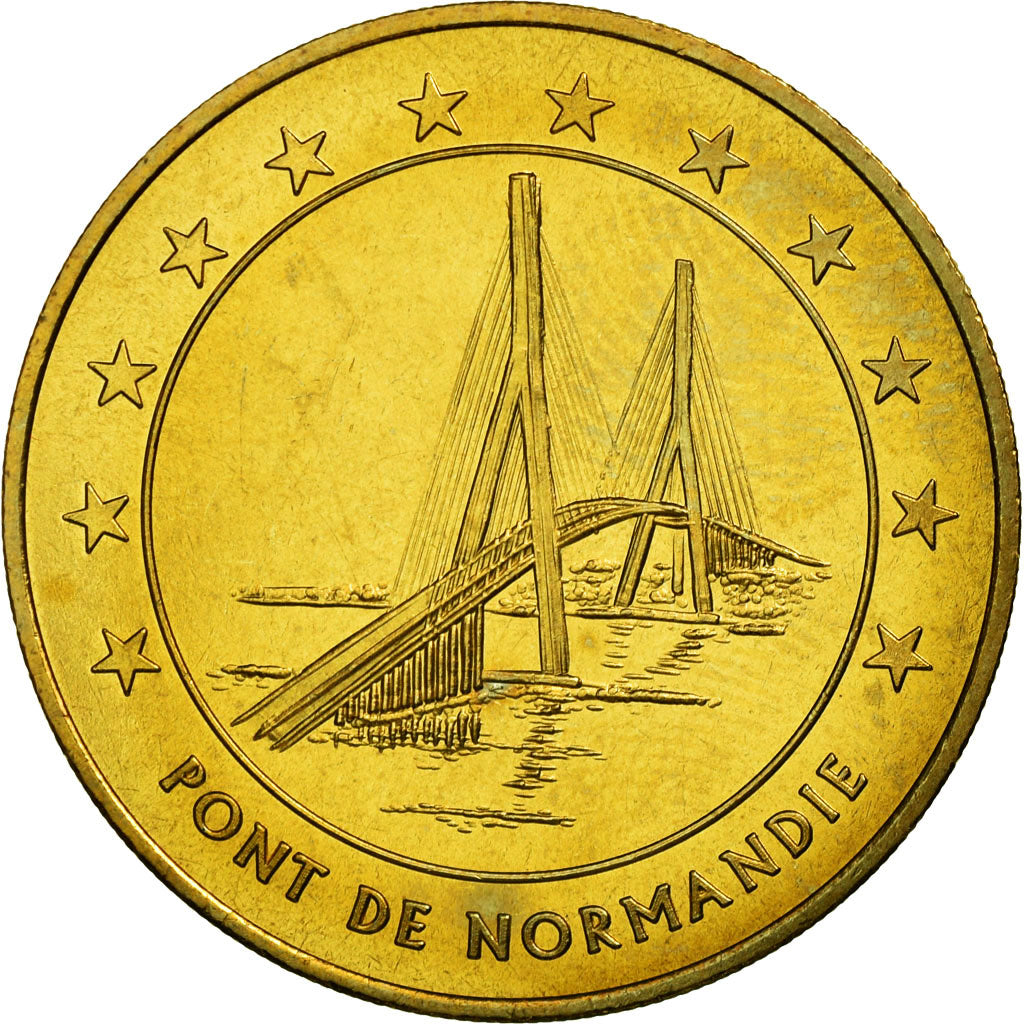 France, Medal, 1 Euro de la Ville du Havre, Pont de Normandie, 1996, MS(65-70)