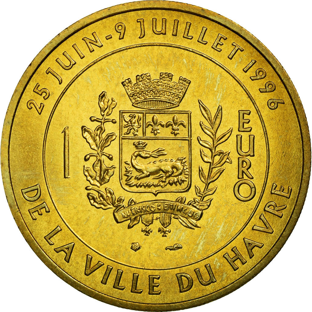 France, Medal, 1 Euro de la Ville du Havre, Pont de Normandie, 1996, MS(65-70)