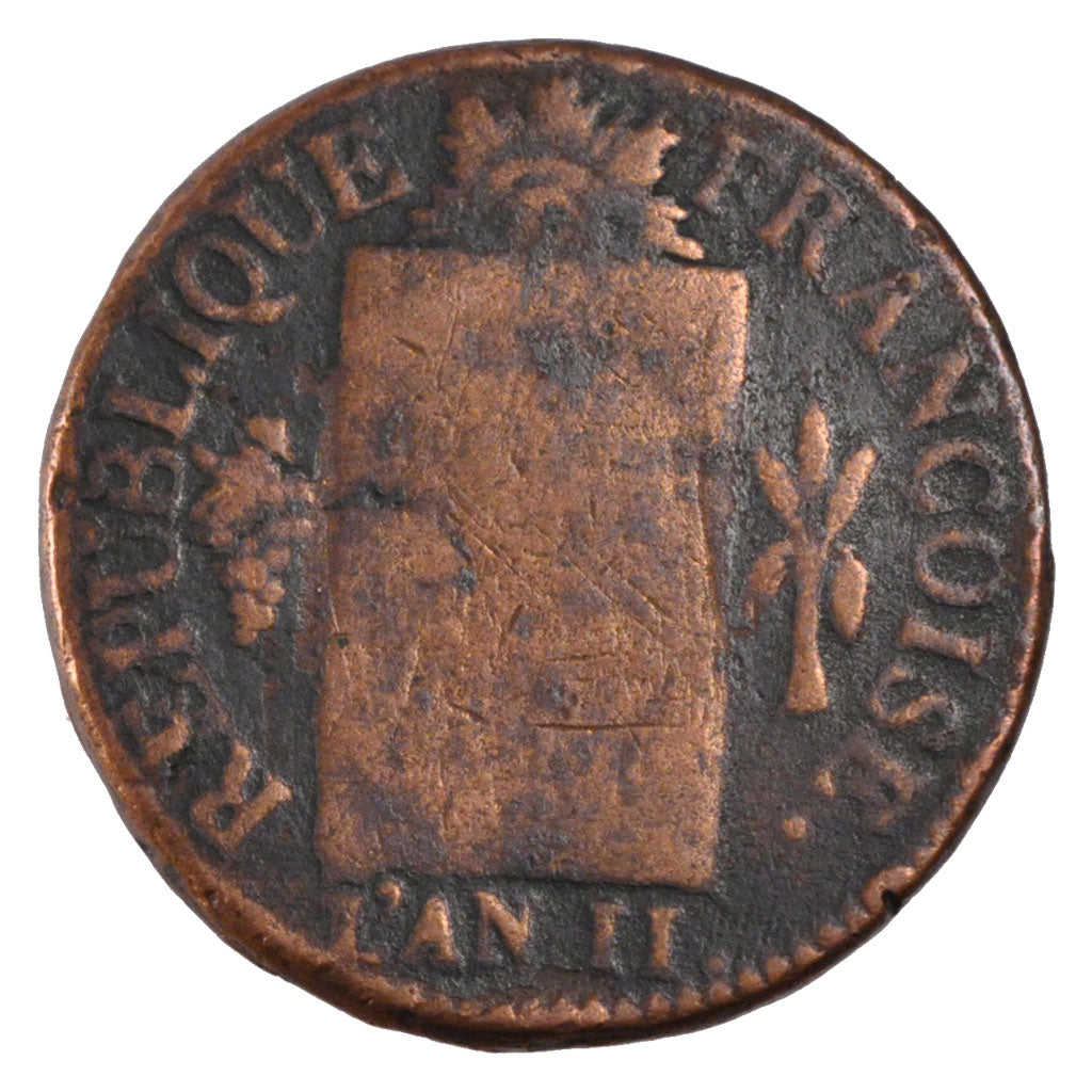 FRANCE, Sol aux balances françoise, Sol, 1793, Strasbourg, KM #619.4, F(12-15), 