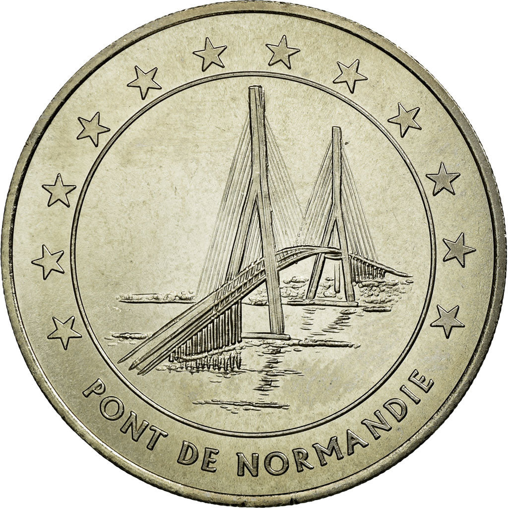 França, Medal, 3 Euro Ville du Havre, Pont de Normandie, 1996, MS(65-70)
