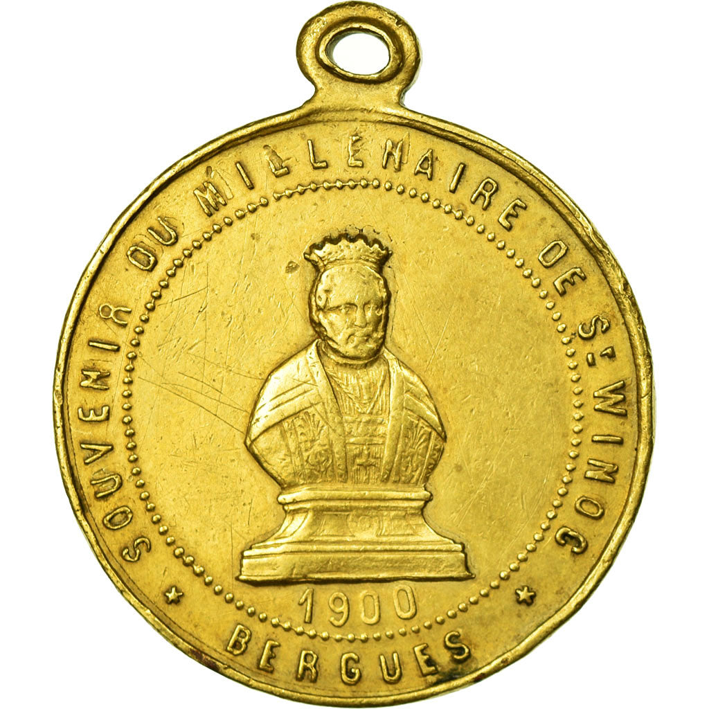 France, Medal, Souvenir du Millénaire de Saint Winoc, Bergues, Nord, 1900