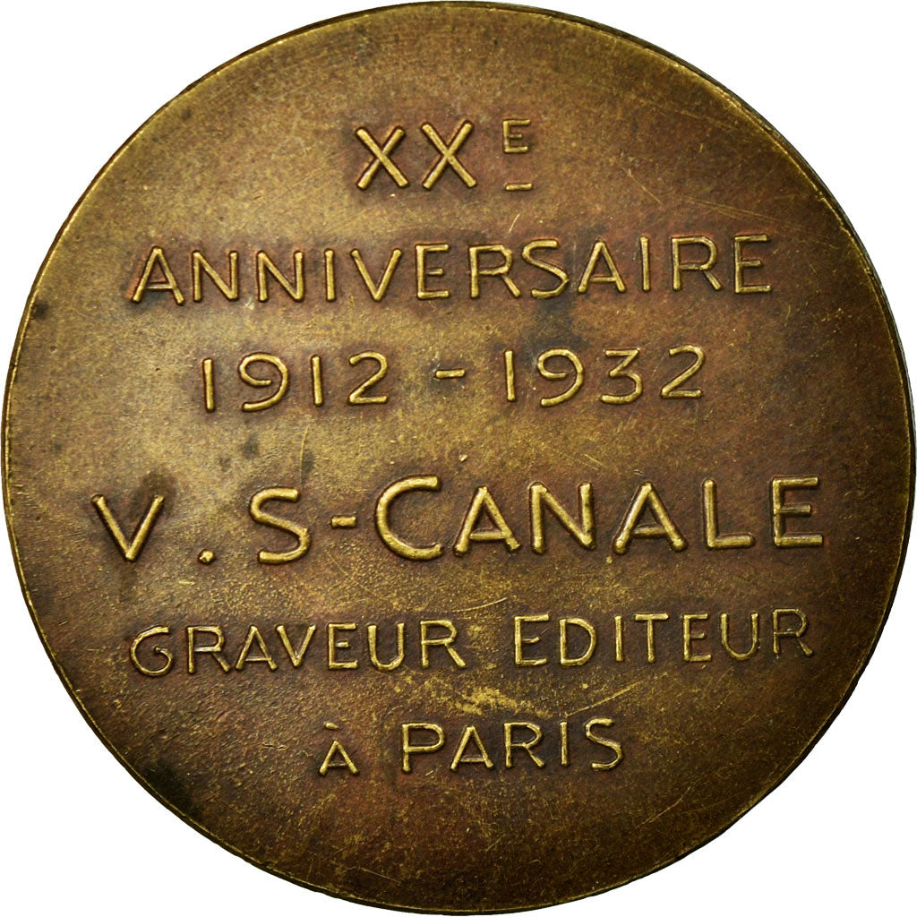 França, Medal, V.S-Canale, Graveur, XXème Anniversaire, Paris, 1932, Dropsy