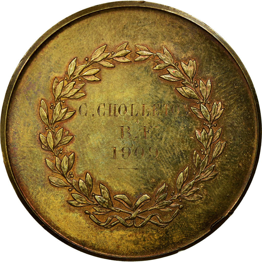 France, Medal, Droit, Justice, 1909, Brenet, MS(60-62), Gilt Bronze