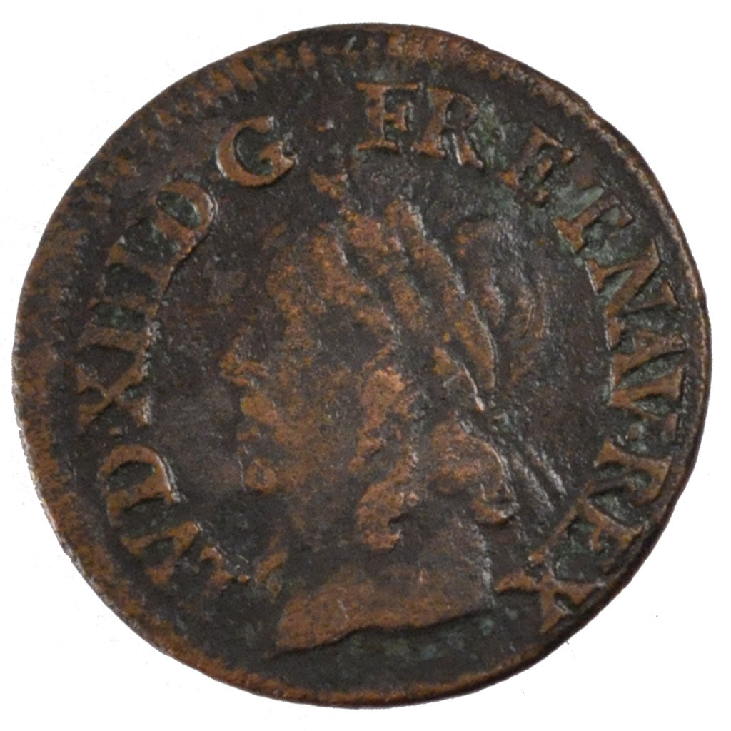 FRANCE, Double tournois de Warin, tête à gauche, Double Tournois, 1643, Paris, K