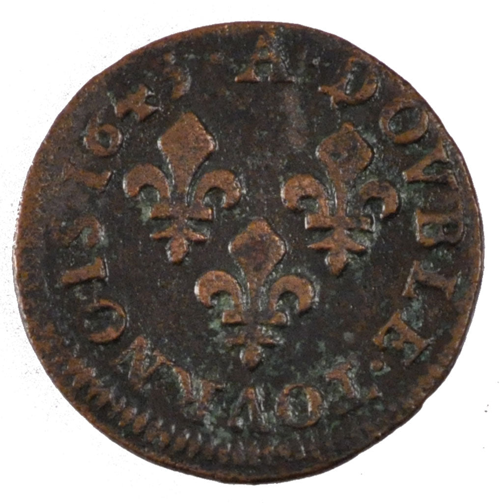 FRANCE, Double tournois de Warin, tête à gauche, Double Tournois, 1643, Paris, K