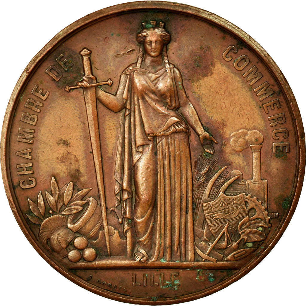 France, Medal, Napoléon III, Visite de la Chambre de Commerce de Lille, 1867