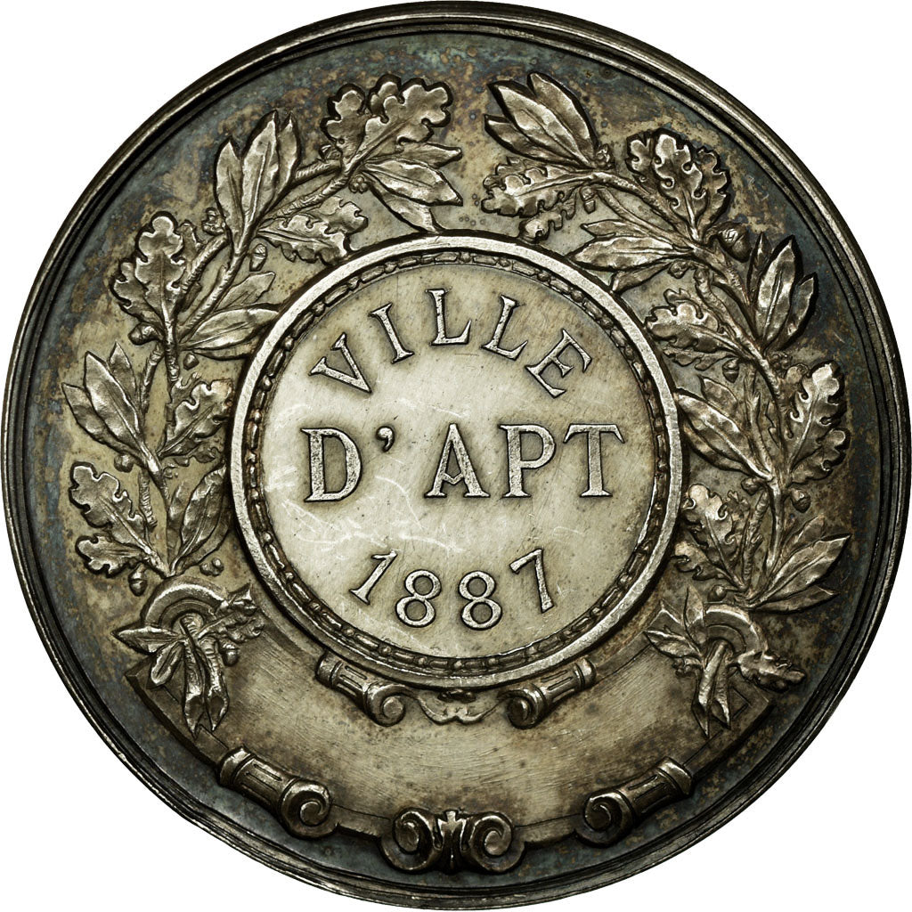 France, Médaille, Marianne, Ville d'Apt, Vaucluse, 1887, Arthus Bertrand, SUP