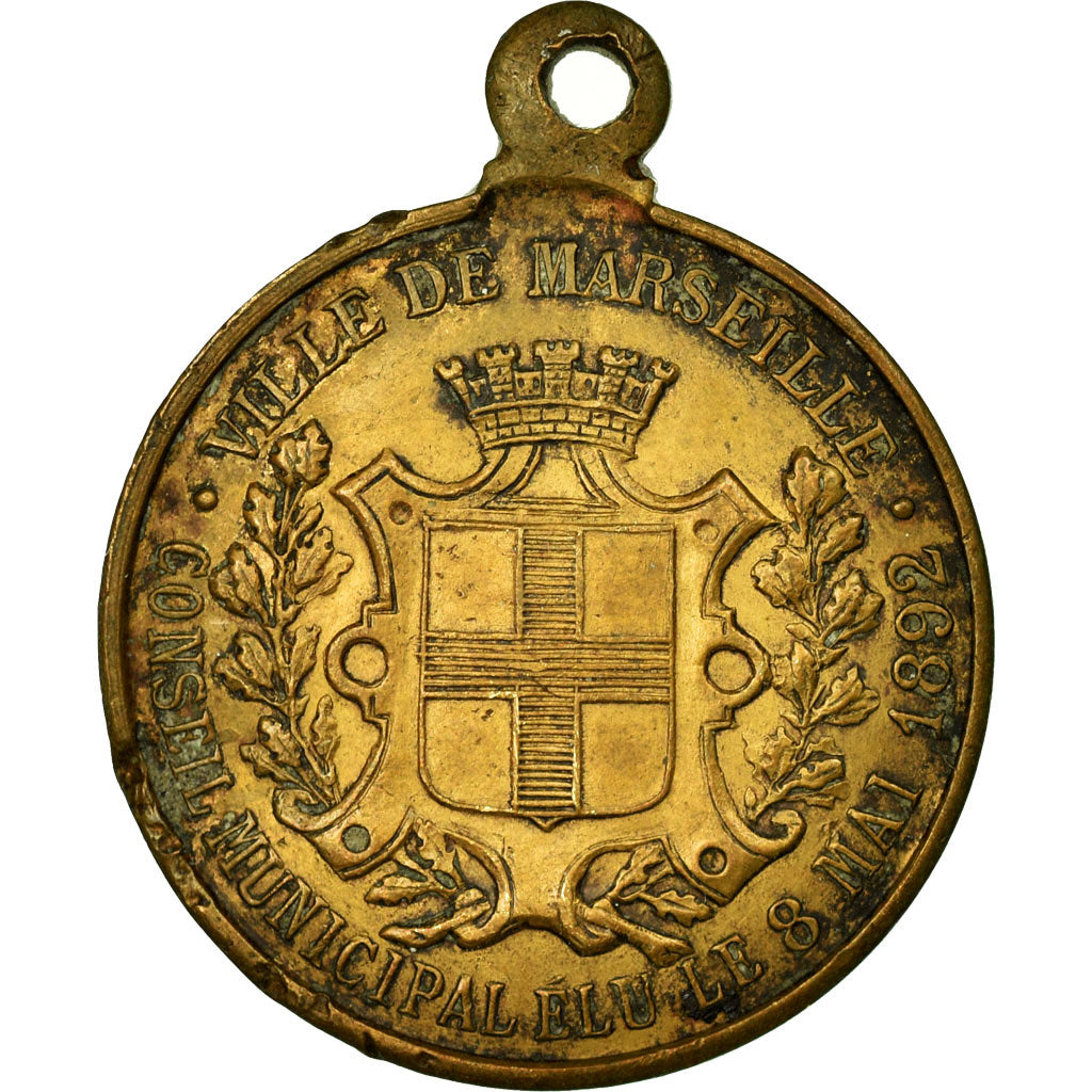 France, Medal, Fêtes Franco-Russes, Ville de Marseille, 1893, VF(30-35), Brass
