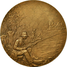 France, Medal, Art Nouveau, Pêcheurs au Bord de l'Eau, Mattei, AU(55-58)