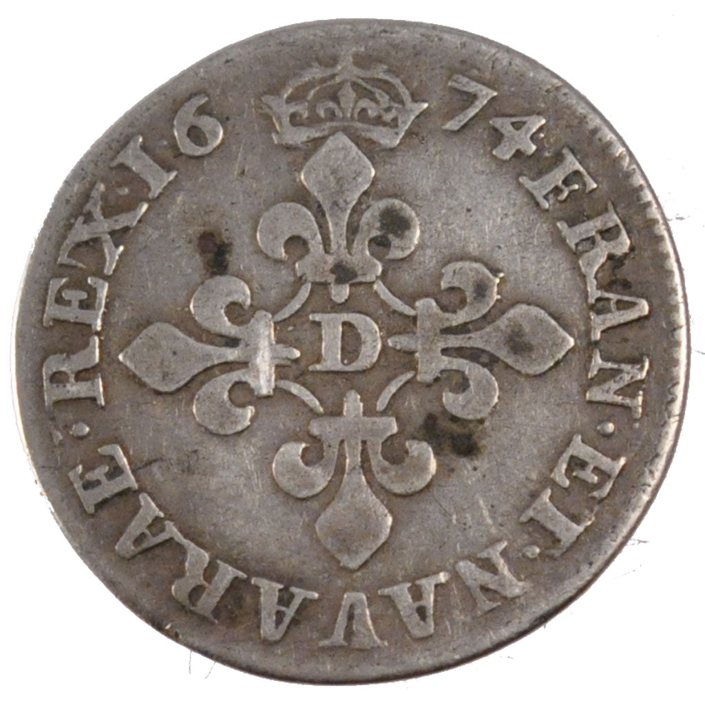 FRANCE, 4 Sols dits « des Traitants », 4 Sols, 1674, Vimy, VF(20-25), Sil...