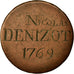 France, Token, Louis XV, Nicolas Denizot, 1769, EF(40-45), Copper