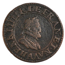 FRANCE, Double Tournois, 1606, Paris, EF(40-45), Copper, Duplessy #1273, 3.39