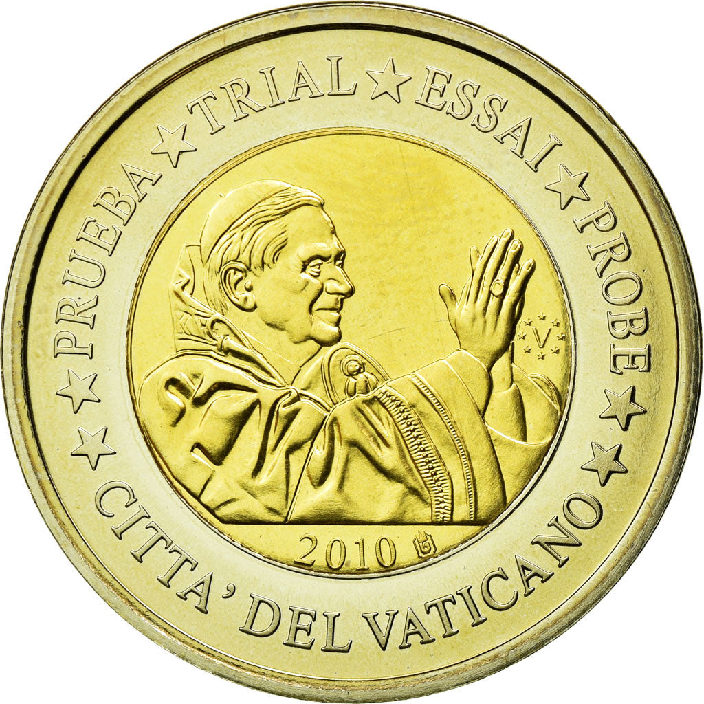 Vatikan, Medaille, 2 E, Essai-Trial Benoit XVI, 2010, STGL, Bi-Metallic
